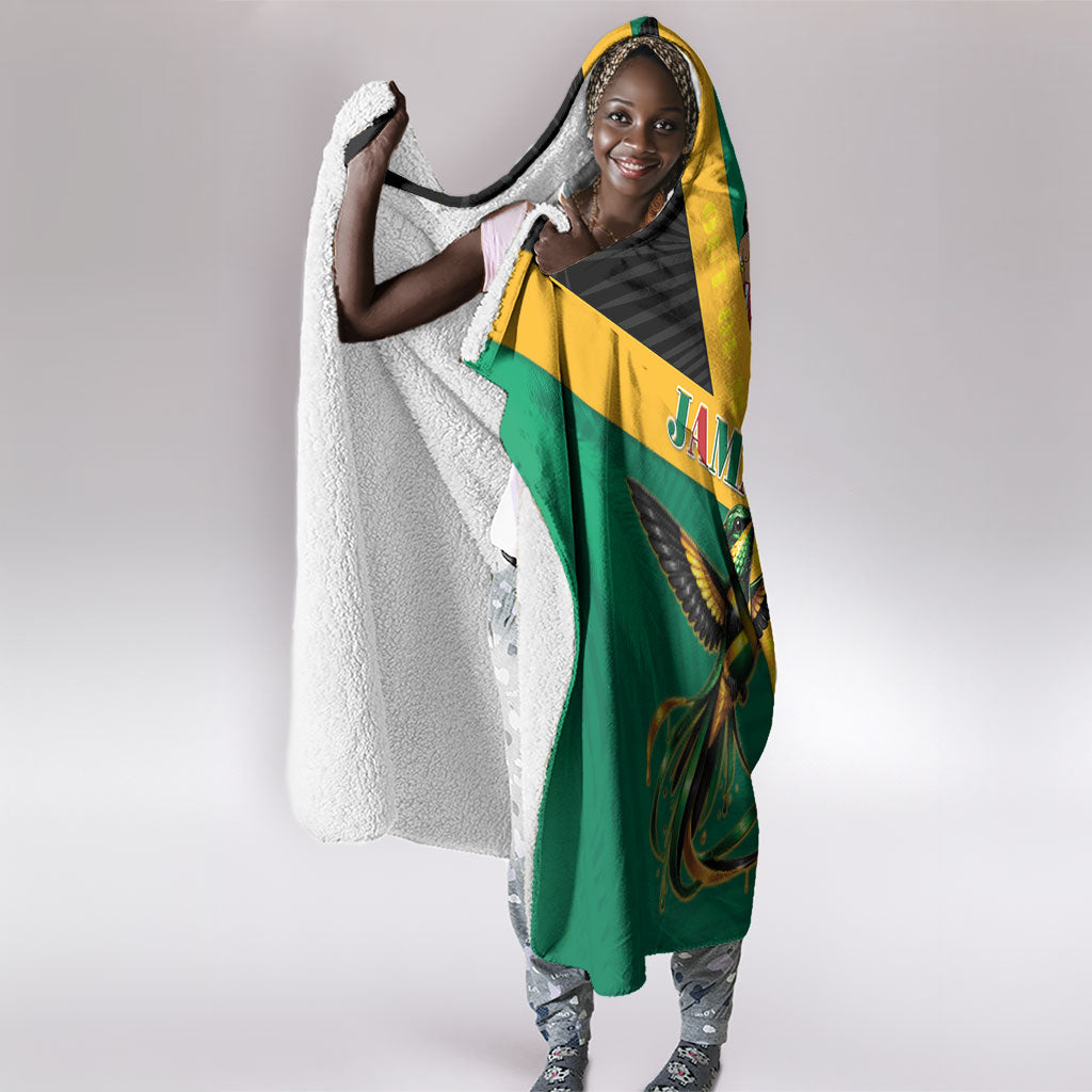 Jamaica Independence Day Hooded Blanket Coat Of Arms With Doctor Bird Tropical Vibes