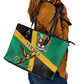 Jamaica Independence Day Leather Tote Bag Coat Of Arms With Doctor Bird Tropical Vibes