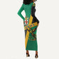 Jamaica Independence Day Long Sleeve Bodycon Dress Coat Of Arms With Doctor Bird Tropical Vibes