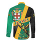 Jamaica Independence Day Long Sleeve Button Shirt Coat Of Arms With Doctor Bird Tropical Vibes