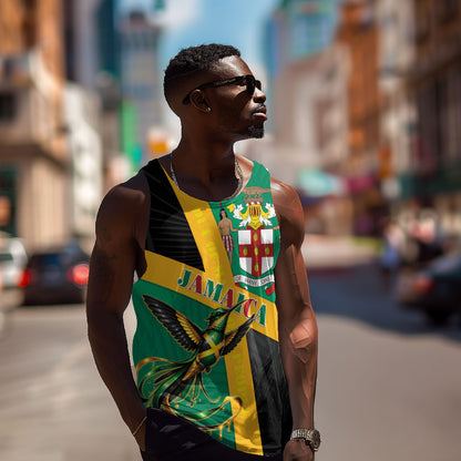 Jamaica Independence Day Men Tank Top Coat Of Arms With Doctor Bird Tropical Vibes