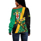 Jamaica Independence Day Off Shoulder Sweater Coat Of Arms With Doctor Bird Tropical Vibes