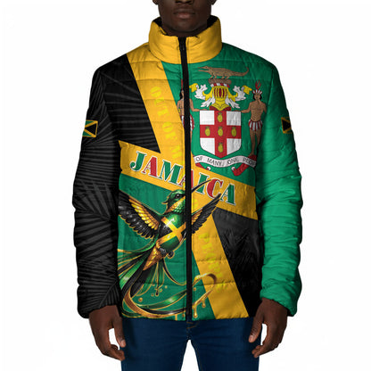 Jamaica Independence Day Padded Jacket Coat Of Arms With Doctor Bird Tropical Vibes