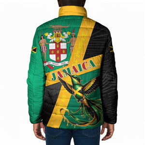 Jamaica Independence Day Padded Jacket Coat Of Arms With Doctor Bird Tropical Vibes