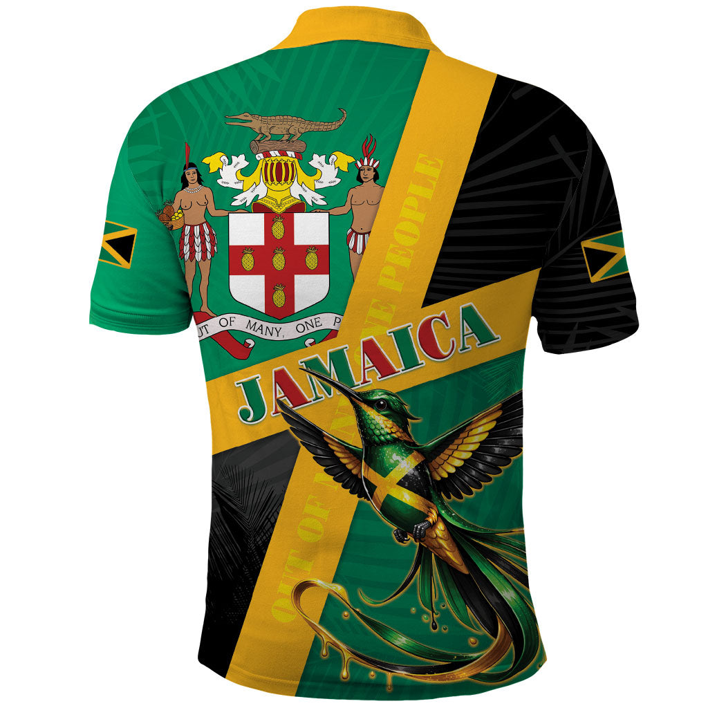 Jamaica Independence Day Polo Shirt Coat Of Arms With Doctor Bird Tropical Vibes