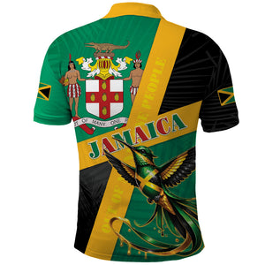 Jamaica Independence Day Polo Shirt Coat Of Arms With Doctor Bird Tropical Vibes