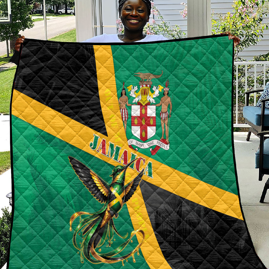 Jamaica Independence Day Quilt Coat Of Arms With Doctor Bird Tropical Vibes
