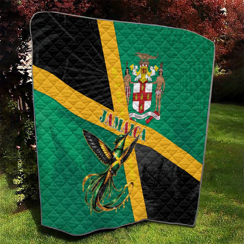 Jamaica Independence Day Quilt Coat Of Arms With Doctor Bird Tropical Vibes