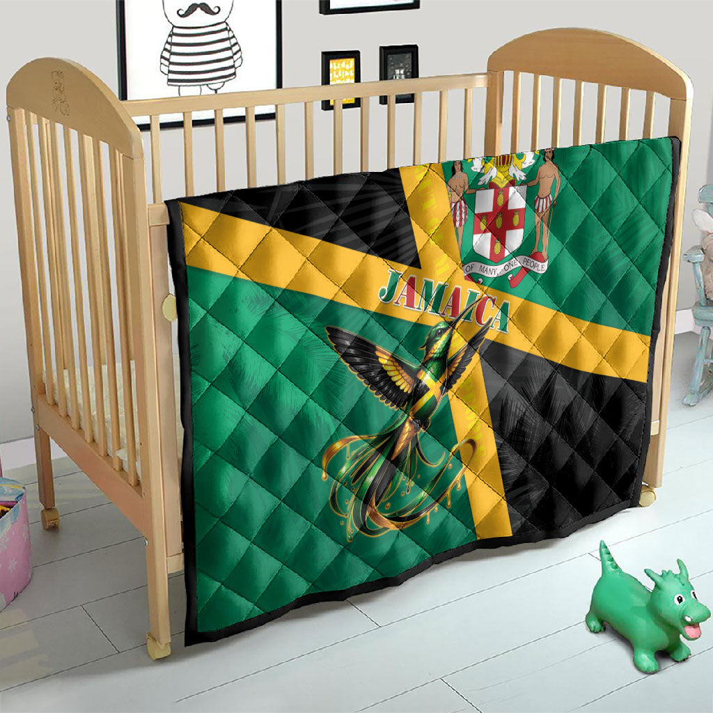 Jamaica Independence Day Quilt Coat Of Arms With Doctor Bird Tropical Vibes