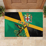 Jamaica Independence Day Rubber Doormat Coat Of Arms With Doctor Bird Tropical Vibes