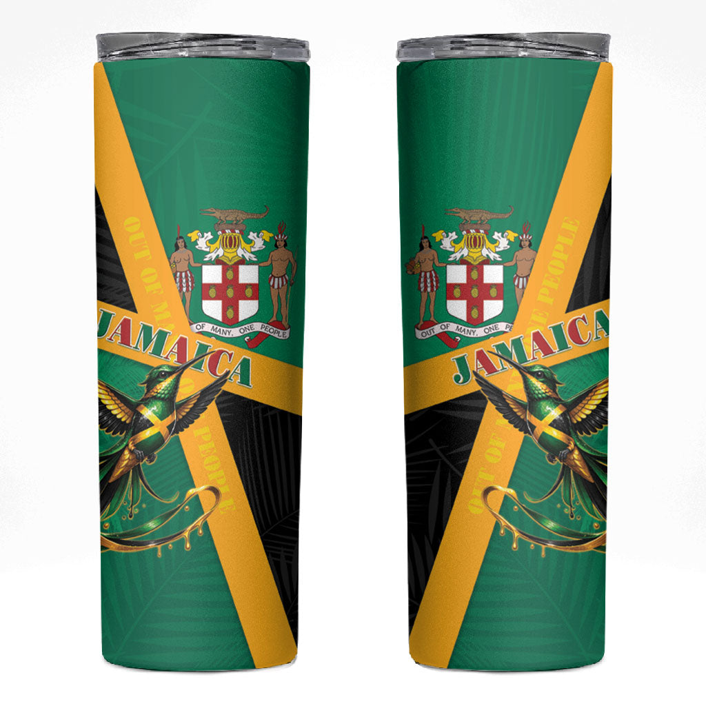 Jamaica Independence Day Skinny Tumbler Coat Of Arms With Doctor Bird Tropical Vibes