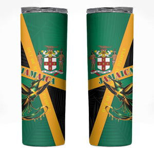 Jamaica Independence Day Skinny Tumbler Coat Of Arms With Doctor Bird Tropical Vibes