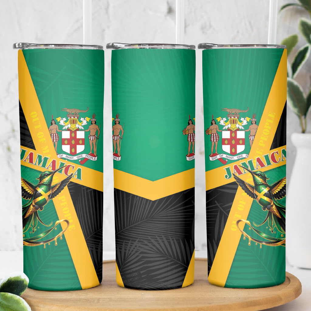 Jamaica Independence Day Skinny Tumbler Coat Of Arms With Doctor Bird Tropical Vibes