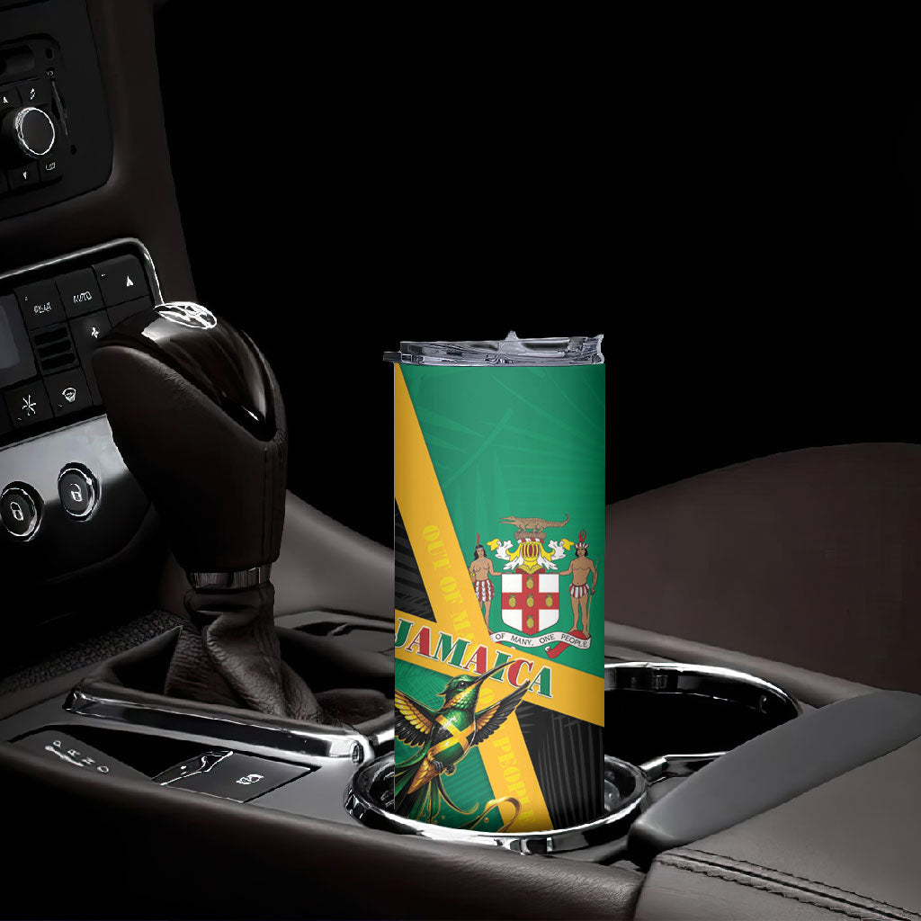 Jamaica Independence Day Skinny Tumbler Coat Of Arms With Doctor Bird Tropical Vibes
