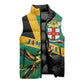 Jamaica Independence Day Sleeveless Puffer Jacket Coat Of Arms With Doctor Bird Tropical Vibes