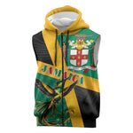 Jamaica Independence Day Sleeveless Zip Hoodie Coat Of Arms With Doctor Bird Tropical Vibes