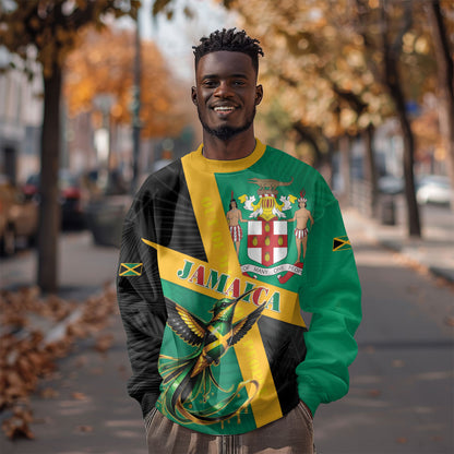 Jamaica Independence Day Sweatshirt Coat Of Arms With Doctor Bird Tropical Vibes