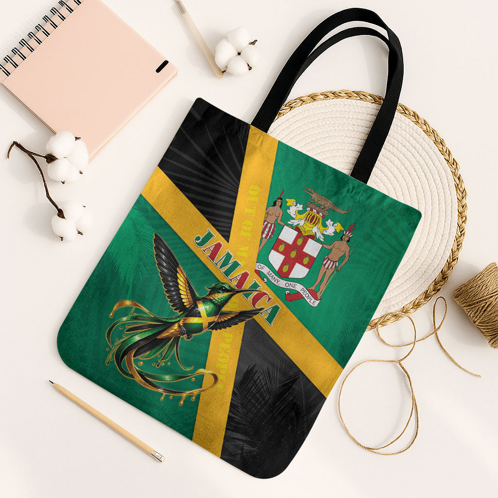Jamaica Independence Day Tote Bag Coat Of Arms With Doctor Bird Tropical Vibes