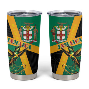 Jamaica Independence Day Tumbler Cup Coat Of Arms With Doctor Bird Tropical Vibes
