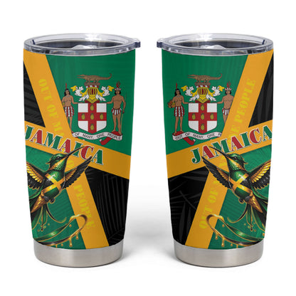 Jamaica Independence Day Tumbler Cup Coat Of Arms With Doctor Bird Tropical Vibes