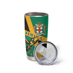 Jamaica Independence Day Tumbler Cup Coat Of Arms With Doctor Bird Tropical Vibes