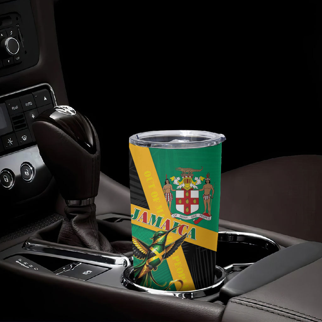 Jamaica Independence Day Tumbler Cup Coat Of Arms With Doctor Bird Tropical Vibes