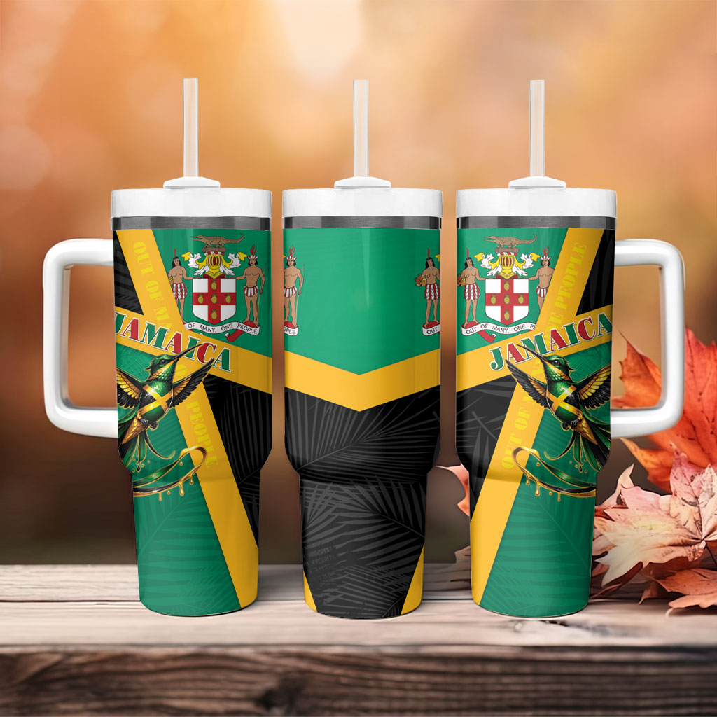 Jamaica Independence Day Tumbler With Handle Coat Of Arms With Doctor Bird Tropical Vibes
