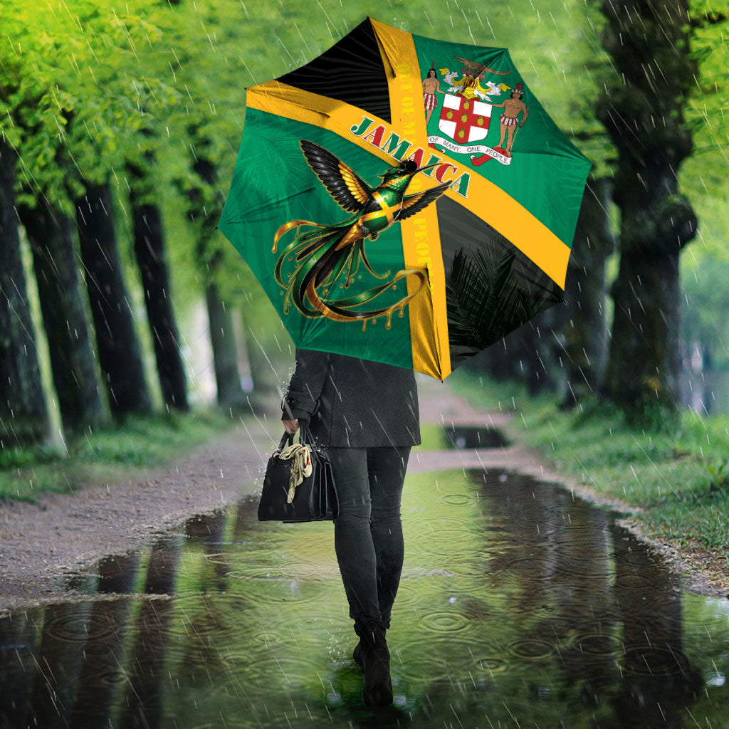 Jamaica Independence Day Umbrella Coat Of Arms With Doctor Bird Tropical Vibes