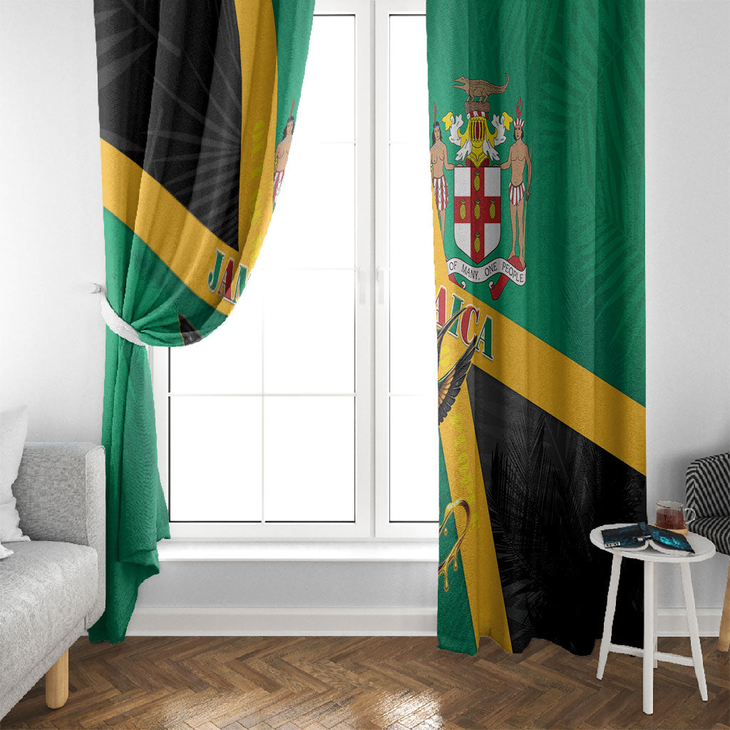 Jamaica Independence Day Window Curtain Coat Of Arms With Doctor Bird Tropical Vibes