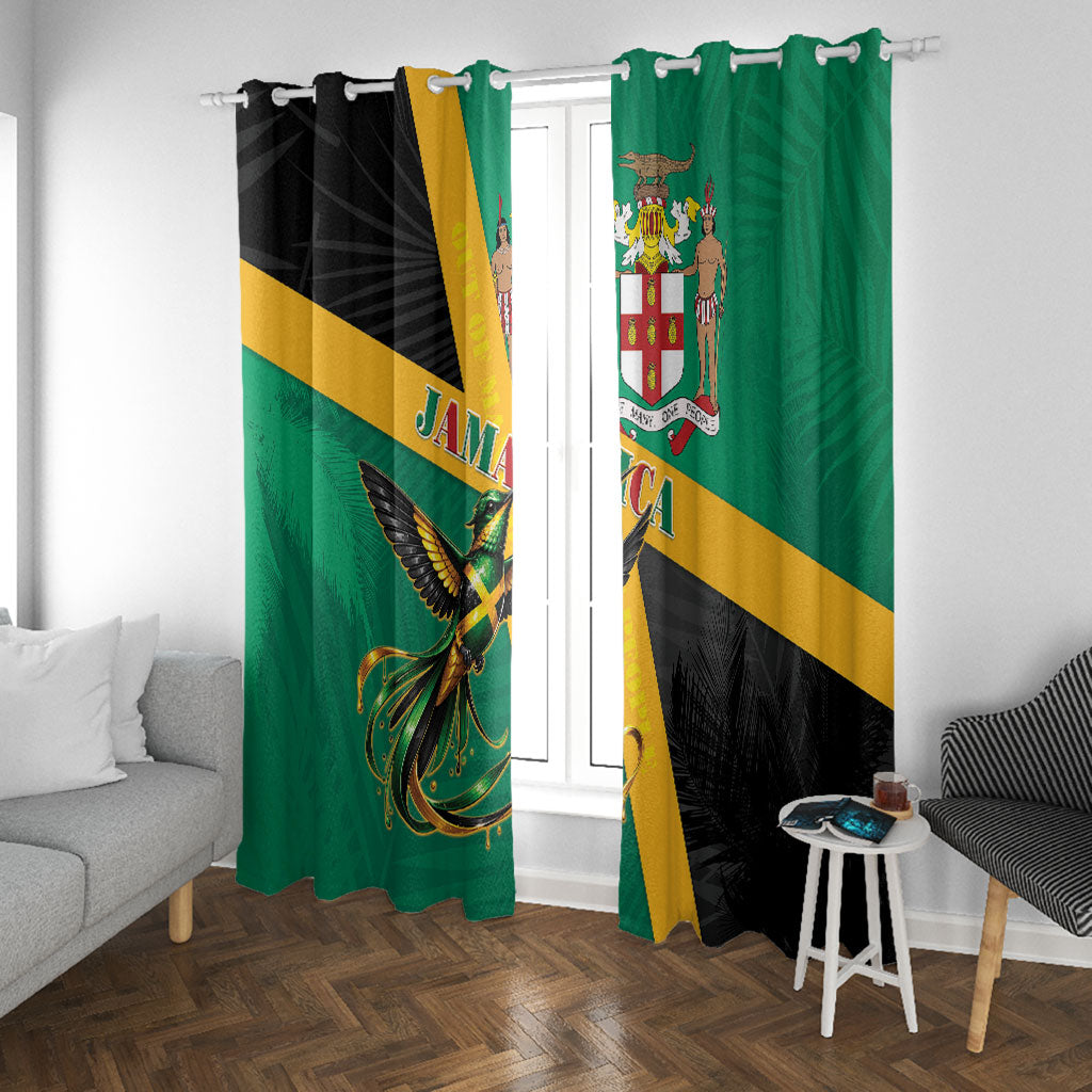 Jamaica Independence Day Window Curtain Coat Of Arms With Doctor Bird Tropical Vibes