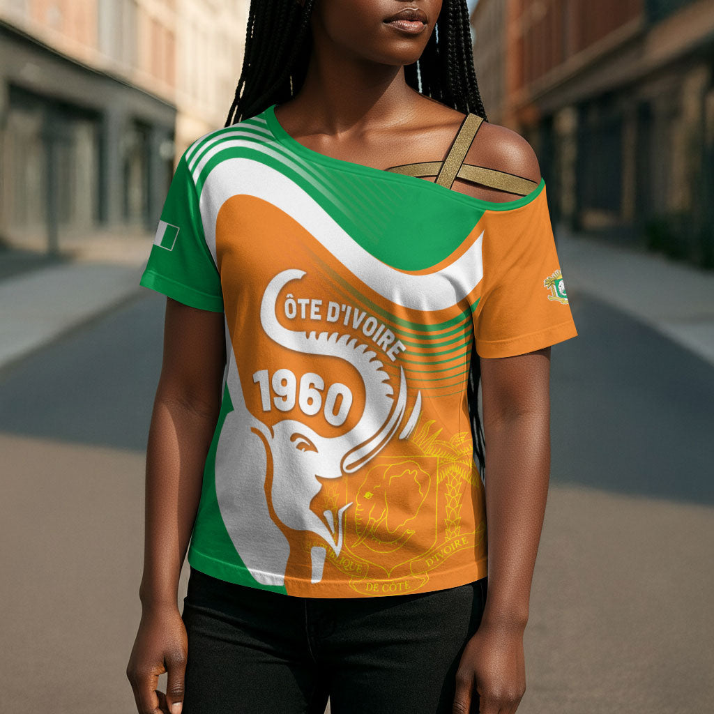 Personalized Ivory Coast 1960 Cross Shoulder Shirt Happy Independence Day