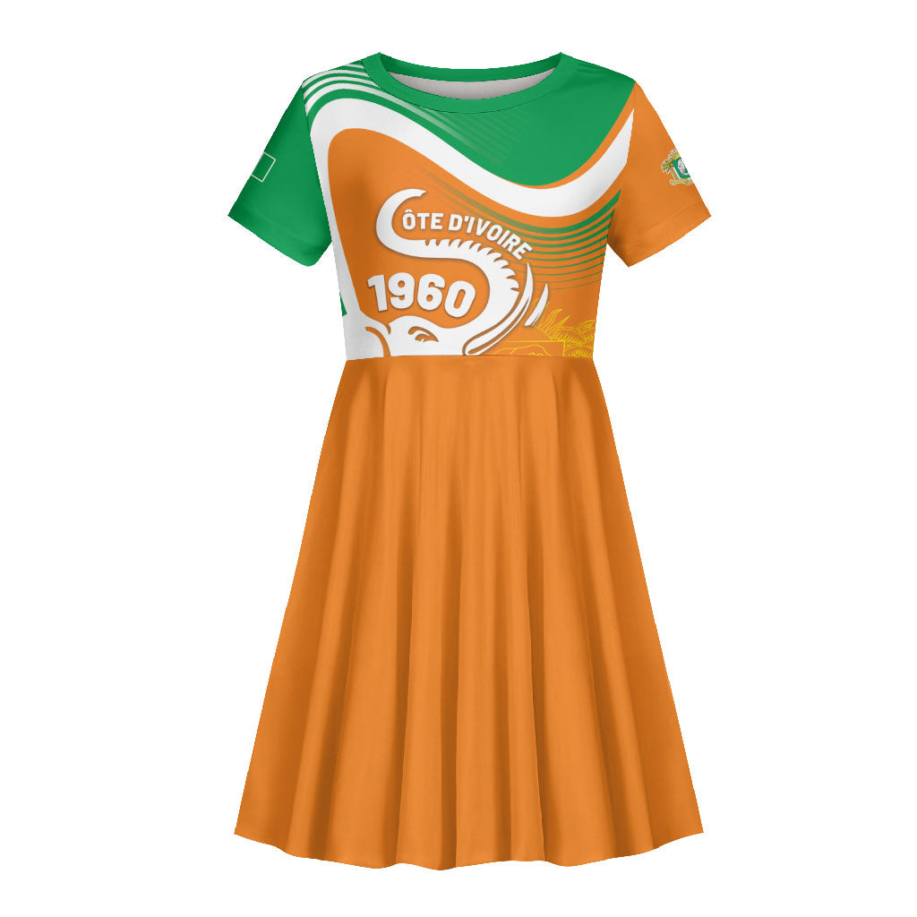 Personalized Ivory Coast 1960 Kid Short Sleeve Dress Happy Independence Day