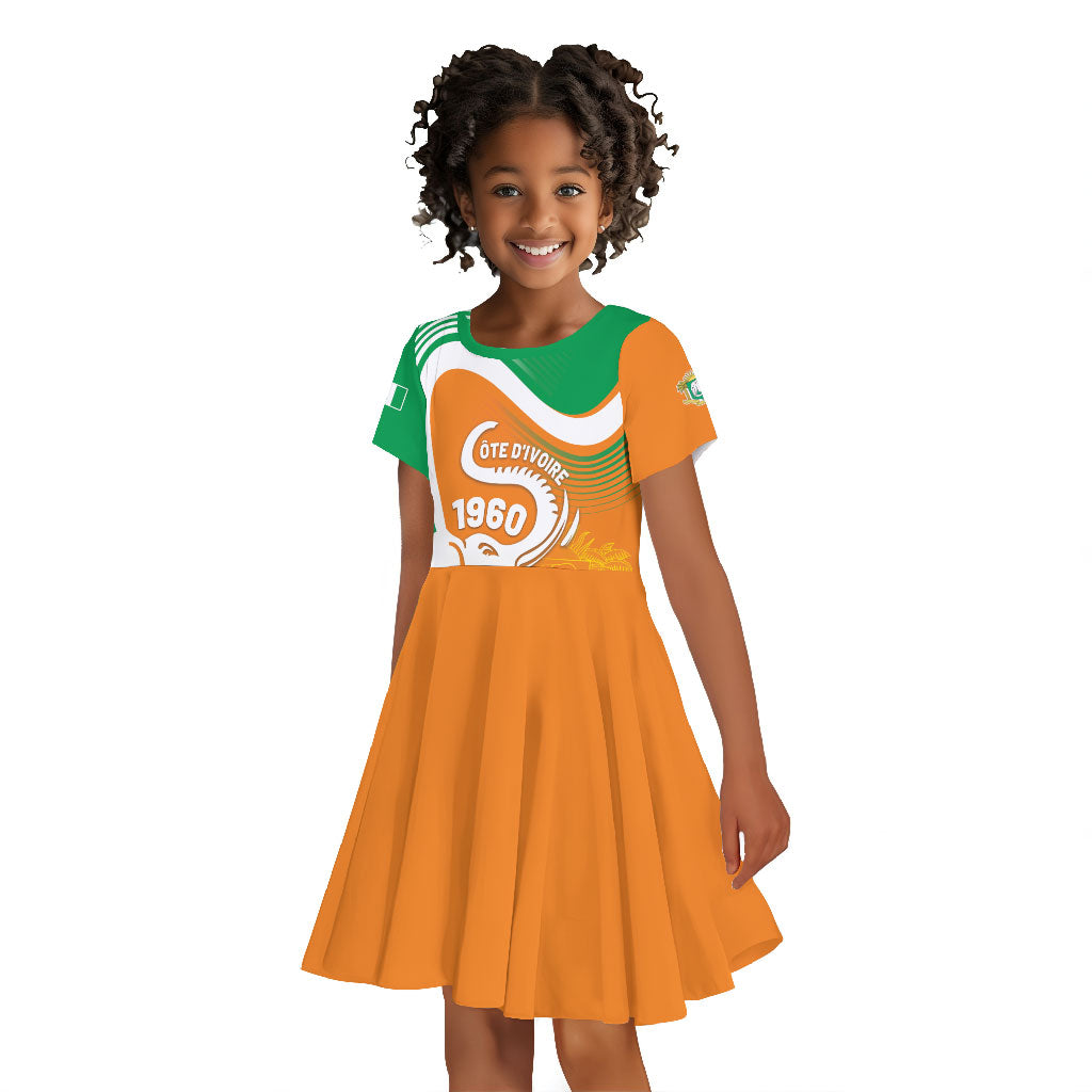 Personalized Ivory Coast 1960 Kid Short Sleeve Dress Happy Independence Day