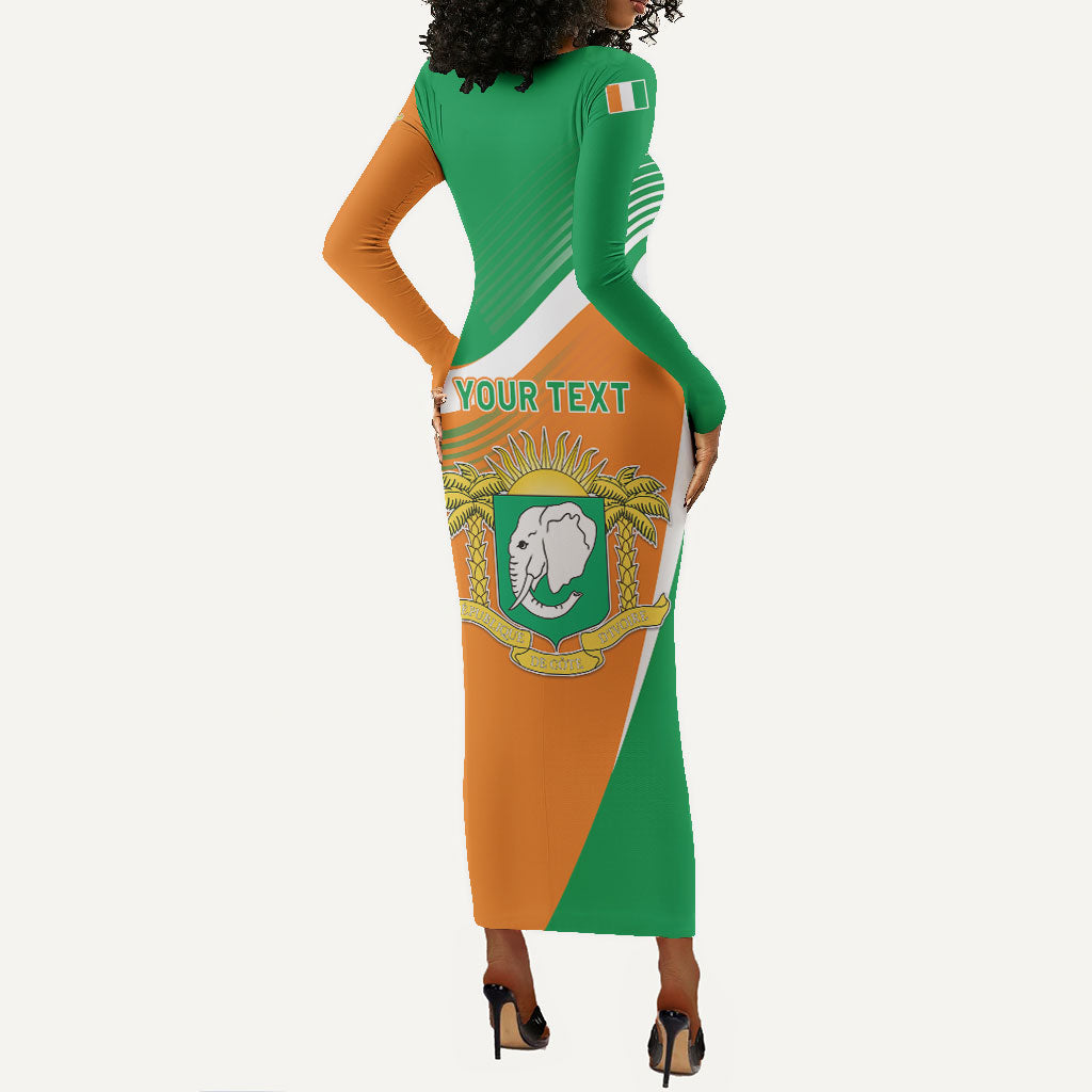 Personalized Ivory Coast 1960 Long Sleeve Bodycon Dress Happy Independence Day