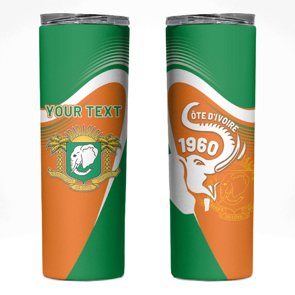 Personalized Ivory Coast 1960 Skinny Tumbler Happy Independence Day