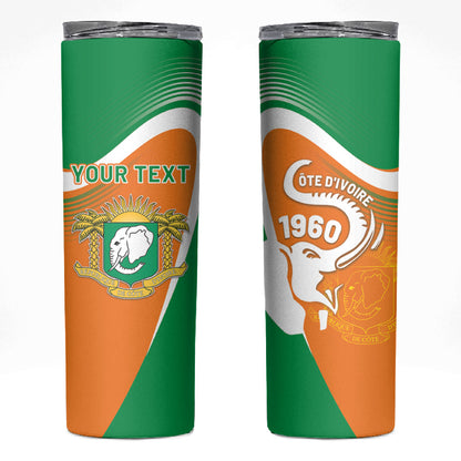 Personalized Ivory Coast 1960 Skinny Tumbler Happy Independence Day