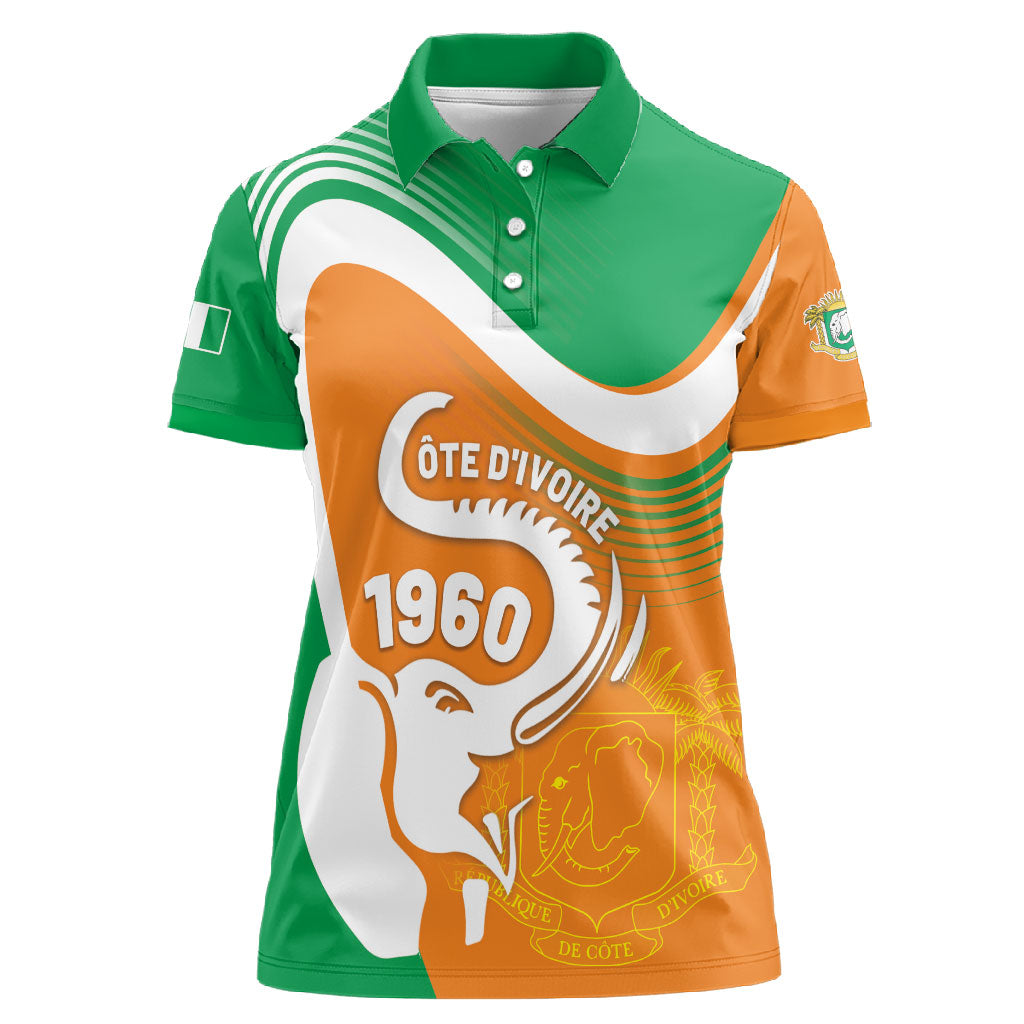 Personalized Ivory Coast 1960 Women Polo Shirt Happy Independence Day