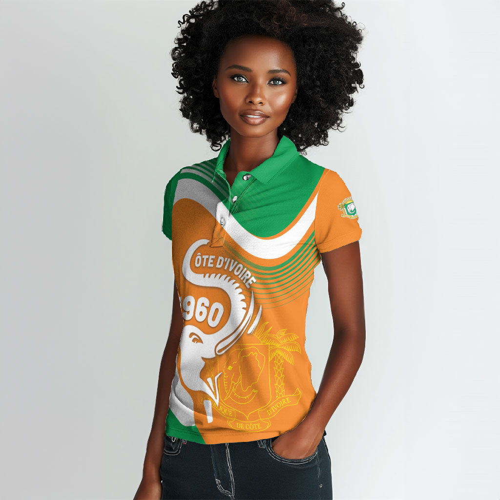 Personalized Ivory Coast 1960 Women Polo Shirt Happy Independence Day