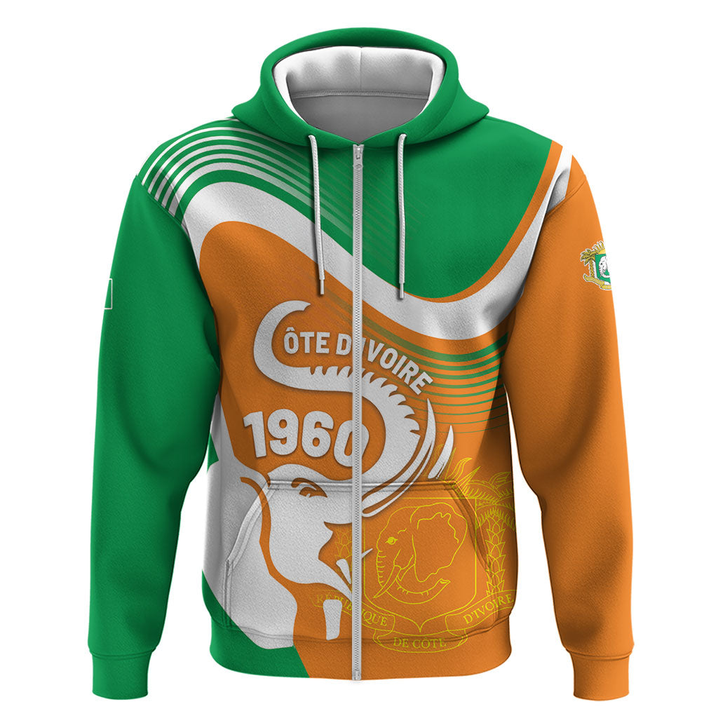 Personalized Ivory Coast 1960 Zip Hoodie Happy Independence Day