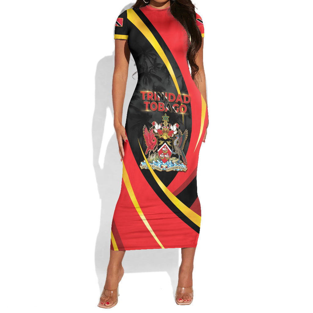 Trinidad And Tobago Independence Day Short Sleeve Bodycon Dress Two Islands One Nation Endless Pride