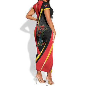 Trinidad And Tobago Independence Day Short Sleeve Bodycon Dress Two Islands One Nation Endless Pride