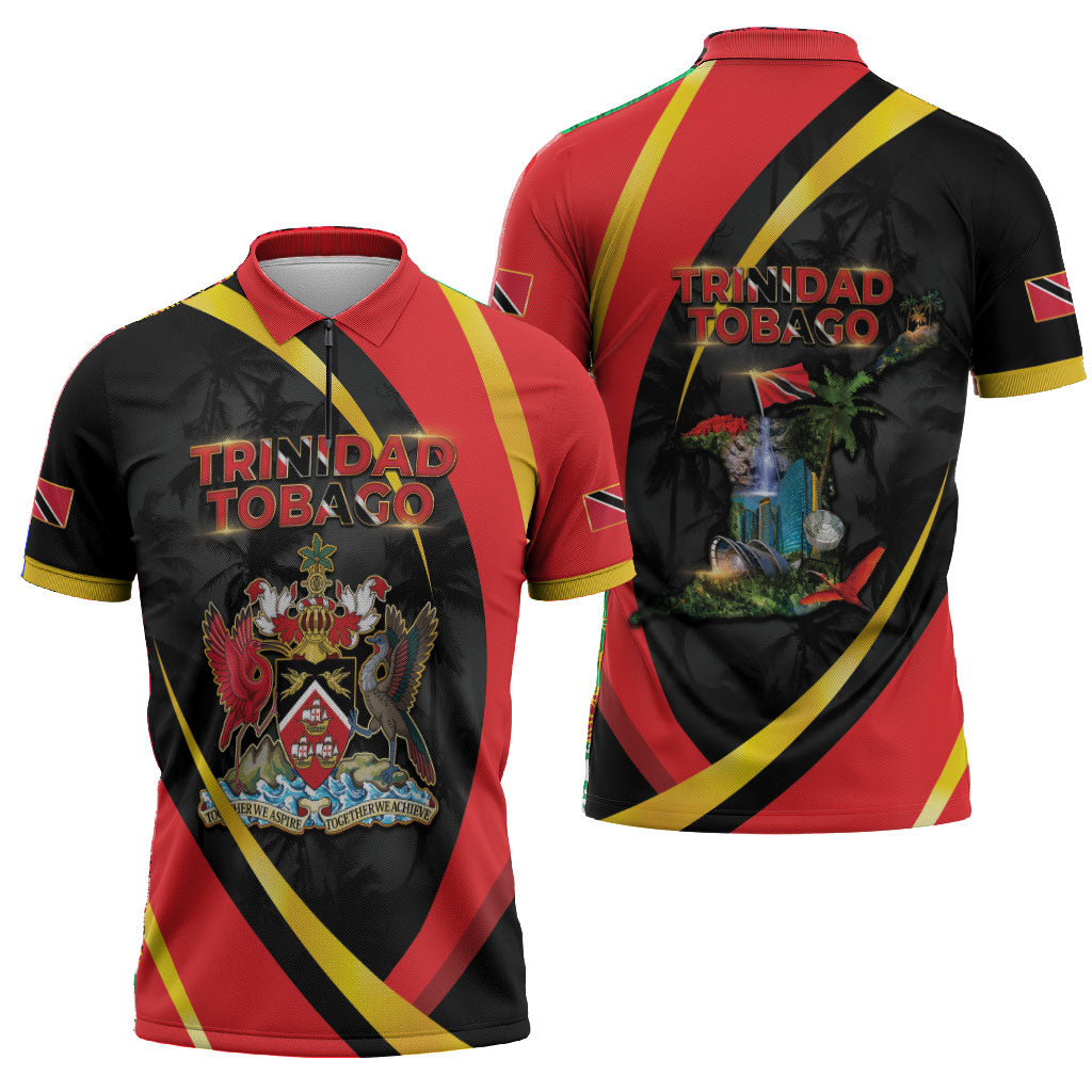 Trinidad And Tobago Independence Day Zipper Polo Shirt Two Islands One Nation Endless Pride