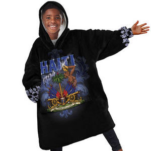 Haiti 1804 Kid Wearable Blanket Hoodie Haitian Heritage Month