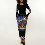 Haiti 1804 Long Sleeve Bodycon Dress Haitian Heritage Month