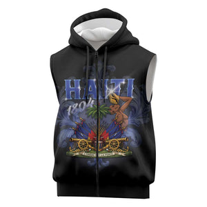 Haiti 1804 Sleeveless Zip Hoodie Haitian Heritage Month