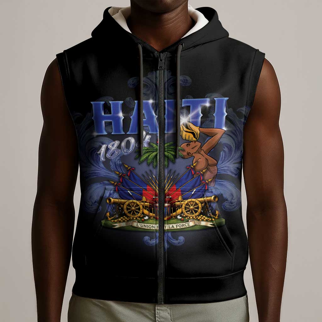 Haiti 1804 Sleeveless Zip Hoodie Haitian Heritage Month