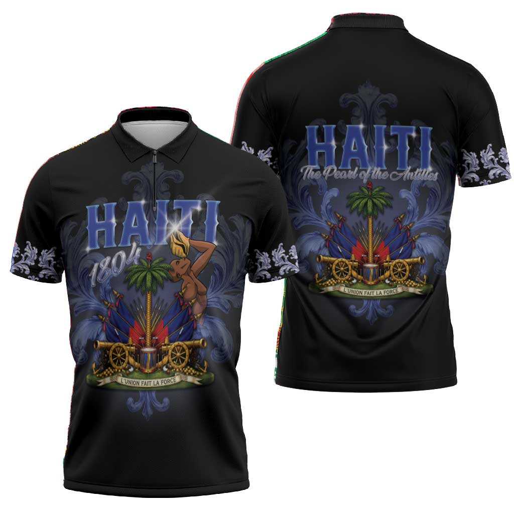 Haiti 1804 Zipper Polo Shirt Haitian Heritage Month