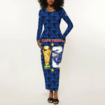Custom Cabo Verde Football 2026 Long Sleeve Bodycon Dress Road To Glory