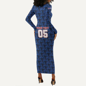 Custom Cabo Verde Football 2026 Long Sleeve Bodycon Dress Road To Glory