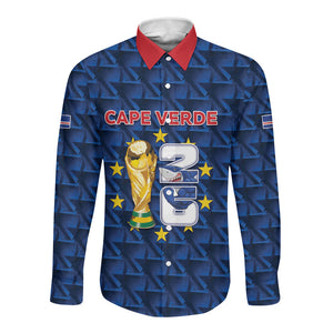 Custom Cabo Verde Football 2026 Long Sleeve Button Shirt Road To Glory